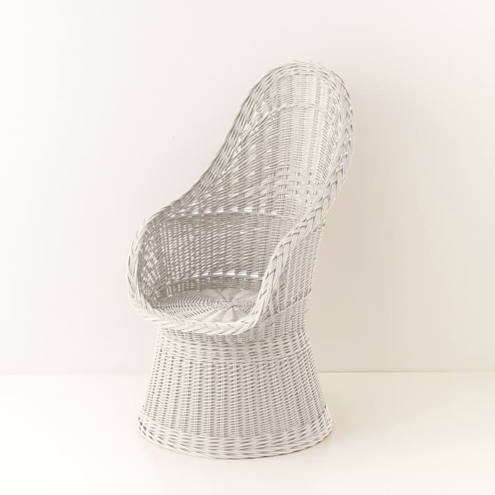 Fauteuil en osier plein laqué Firmin - blanc