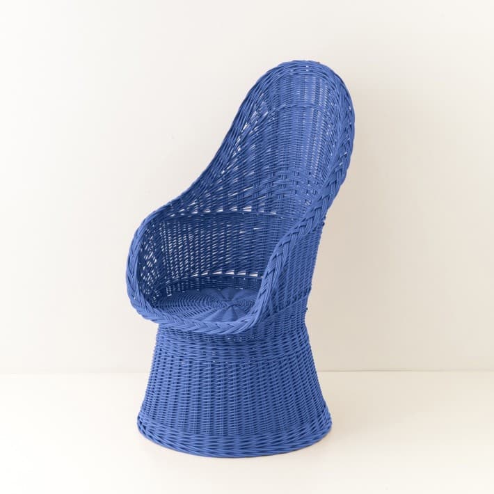 Fauteuil en osier plein laqué Firmin - bleu grec