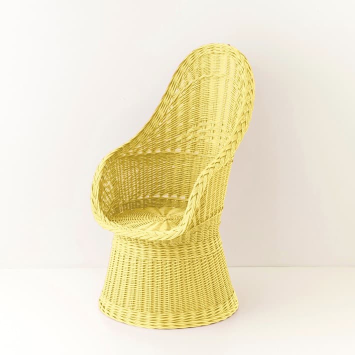 Fauteuil en osier plein laqué Firmin - jaune