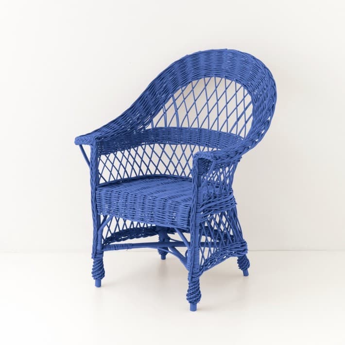 Fauteuil en osier laqué Tom - bleu grec