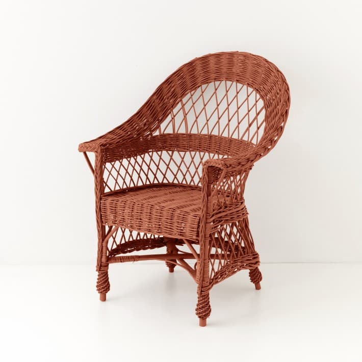 Fauteuil en osier laqué Tom - brique