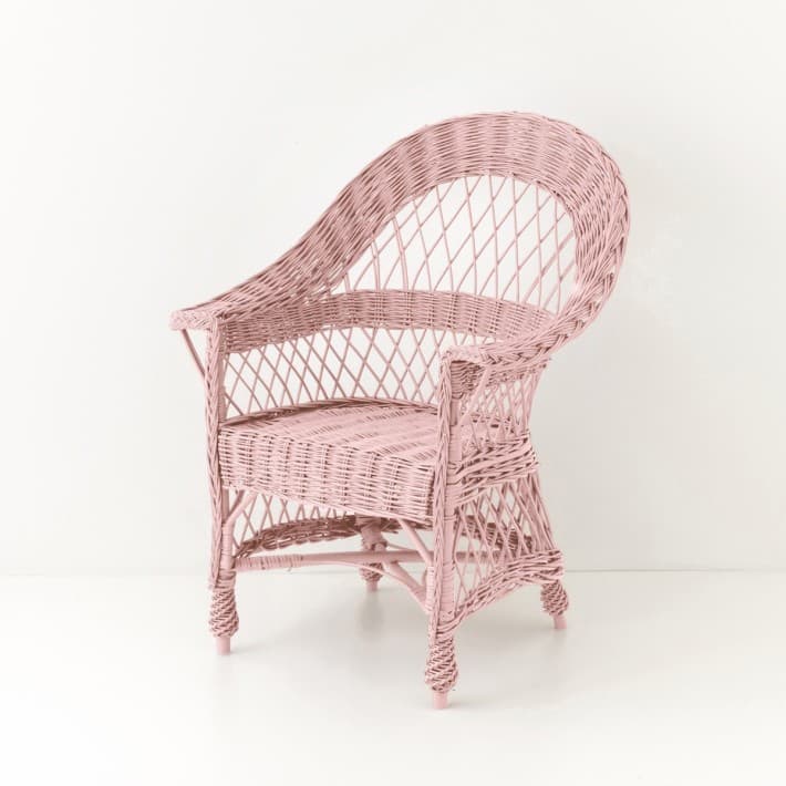Fauteuil en osier laqué Tom - vieux rose