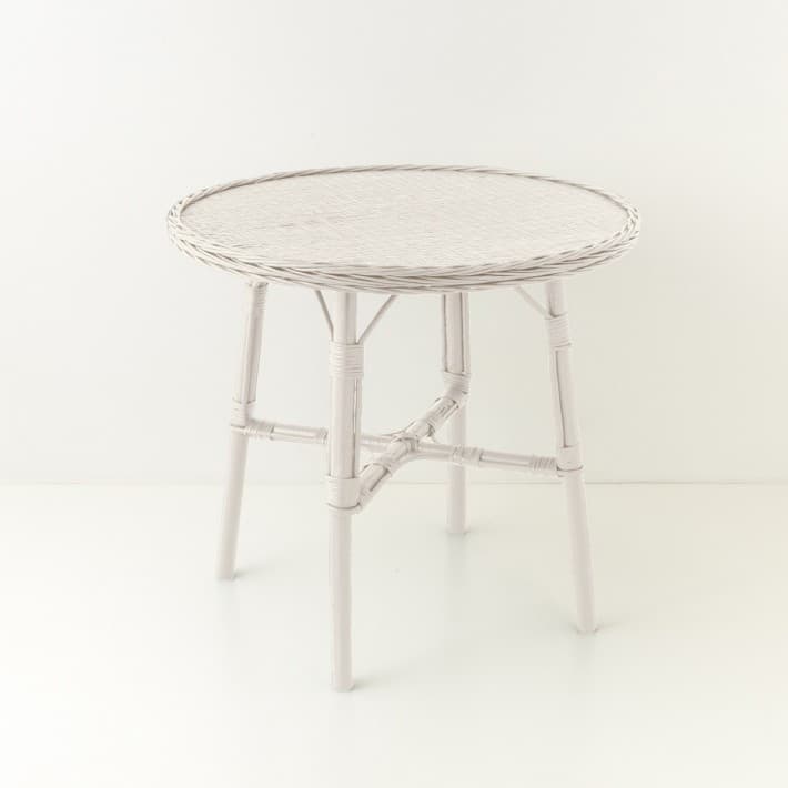 Table de repas diamètre 80 cm en osier laqué Mélanie - blanc