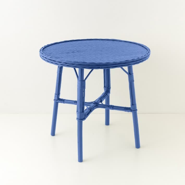Table de repas diamètre 80 cm en osier laqué Mélanie - bleu grec