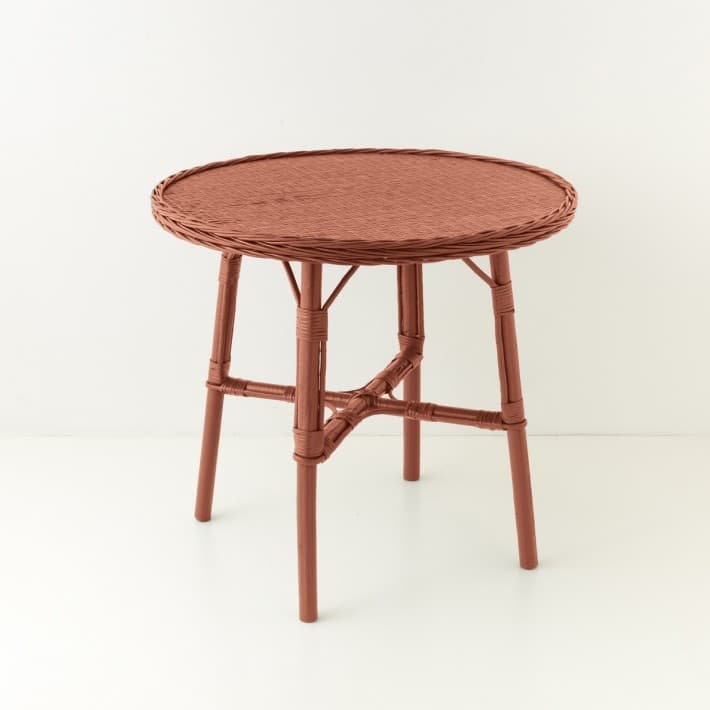 Table de repas diamètre 80 cm en osier laqué Mélanie - brique