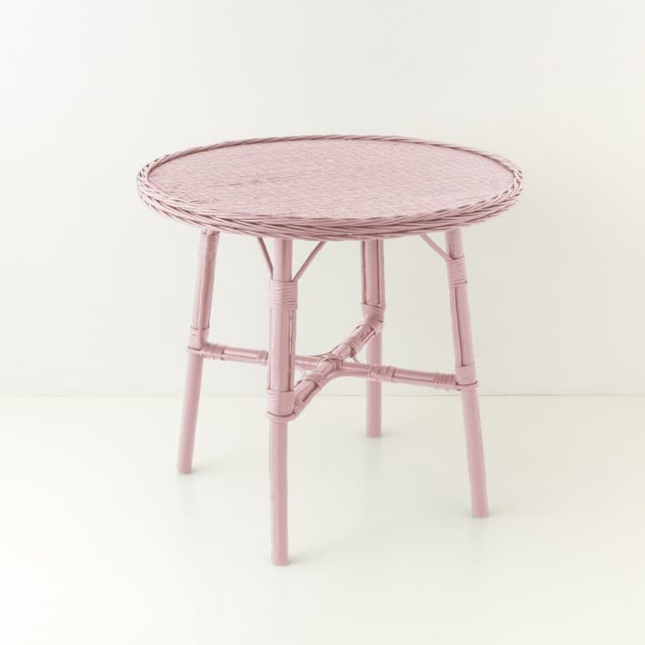 Table de repas diamètre 80 cm en osier laqué Mélanie - vieux rose
