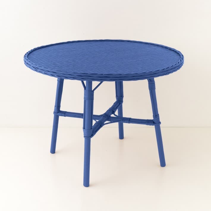 Table de repas diamètre 100 cm en osier laqué Mélanie - bleu grec