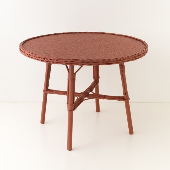 Table de repas diamètre 100 cm en osier laqué Mélanie - brique