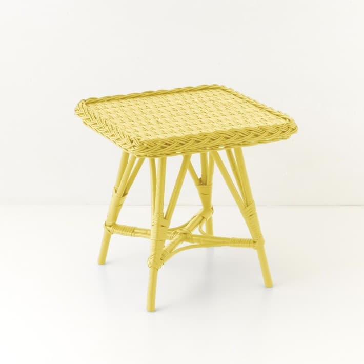 Chevet en osier laqué Melina - bout de canapé osier - jaune