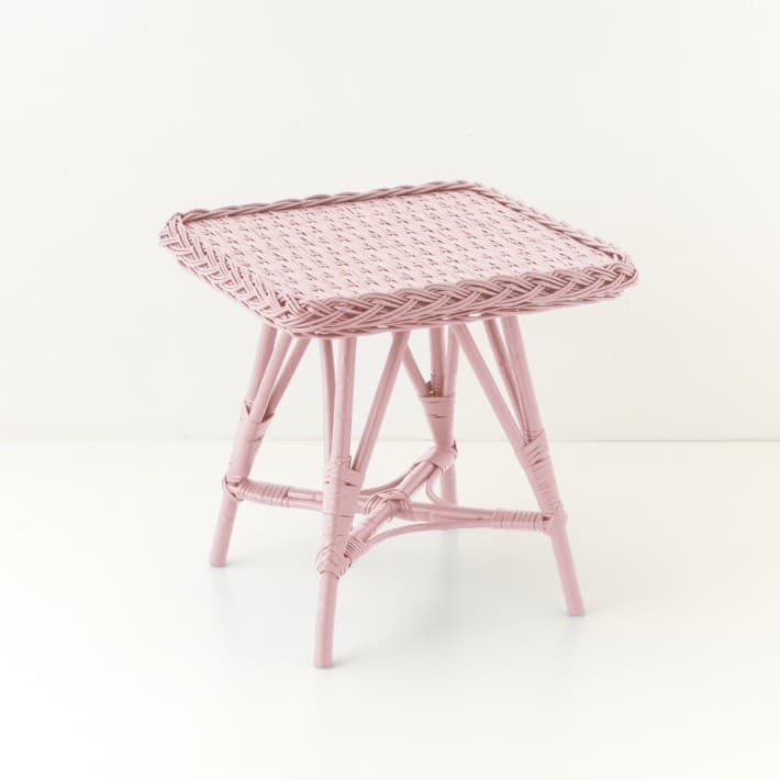Chevet en osier laqué Melina - bout de canapé osier - vieux rose
