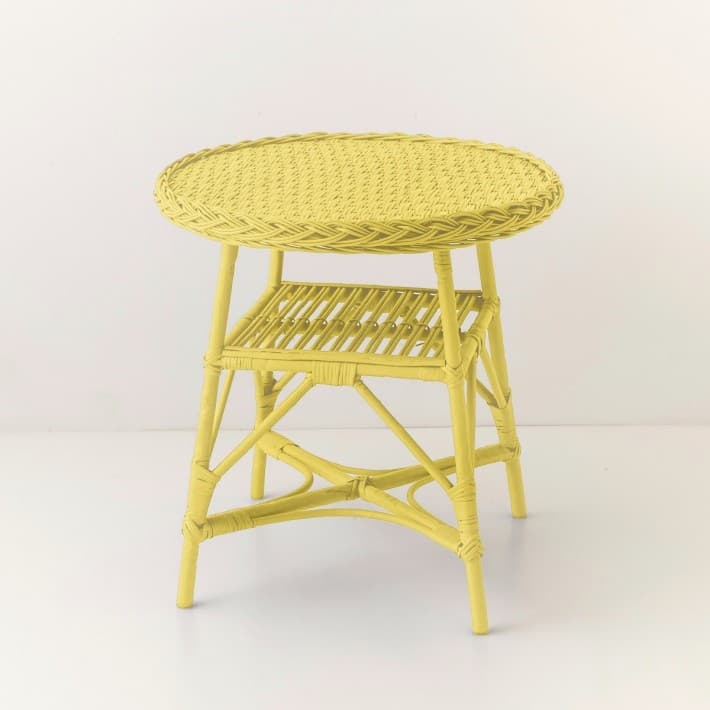 Guéridon en osier laqué Melina - jaune