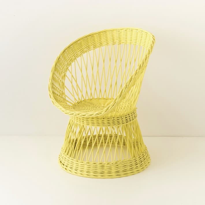 Fauteuil en osier laqué Franz - jaune