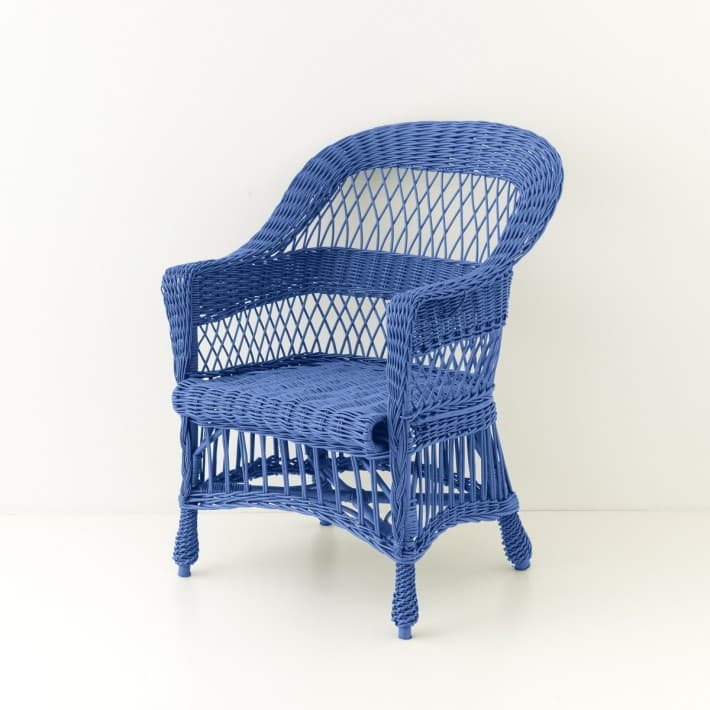 Fauteuil en osier laqué Ilona - bleu grec