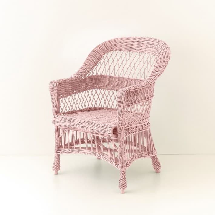 Fauteuil en osier laqué Ilona - vieux rose