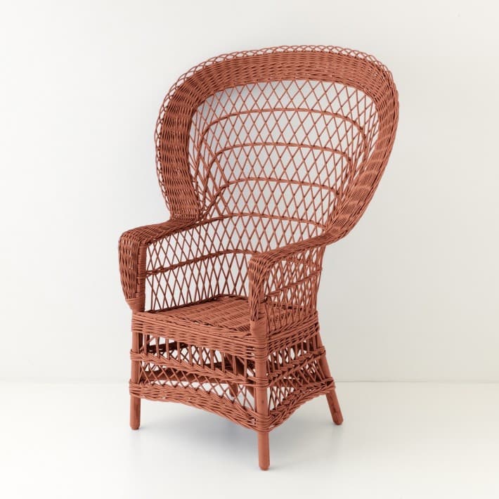 Fauteuil en osier laqué Eventail - brique