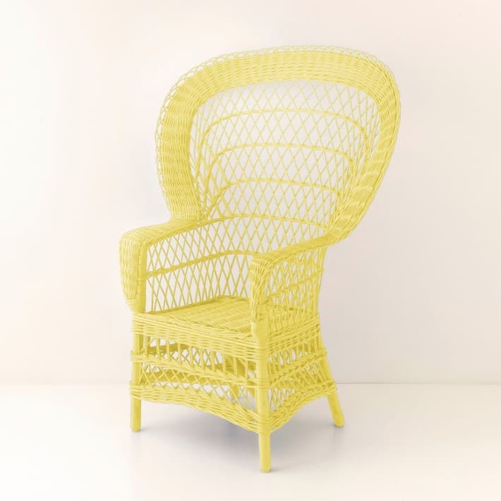 Fauteuil en osier laqué Eventail - jaune