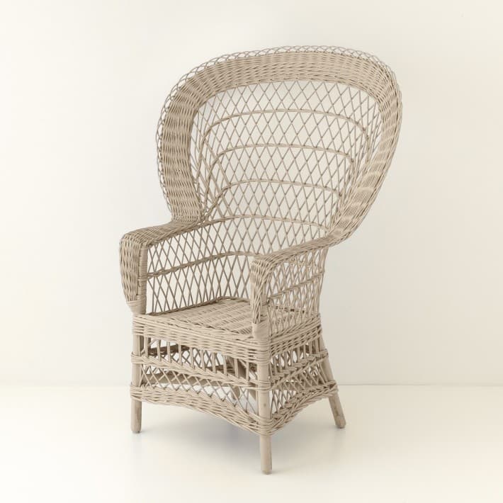 Fauteuil en osier laqué Eventail - lin