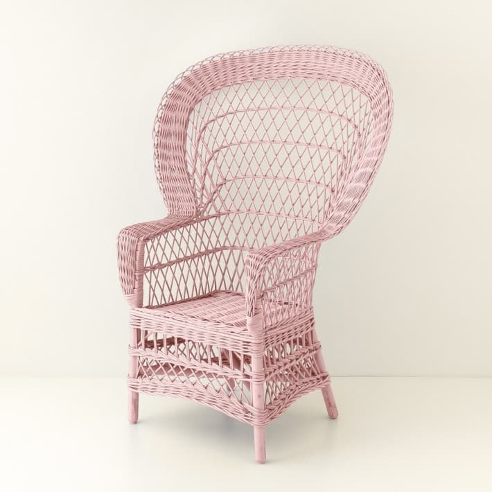 Fauteuil en osier laqué Eventail - vieux rose