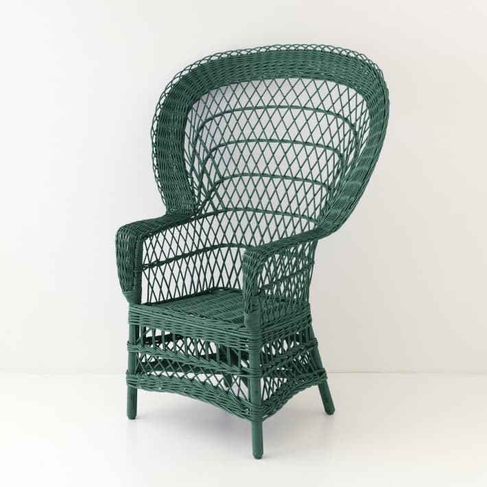 Fauteuil en osier laqué Eventail - sapin
