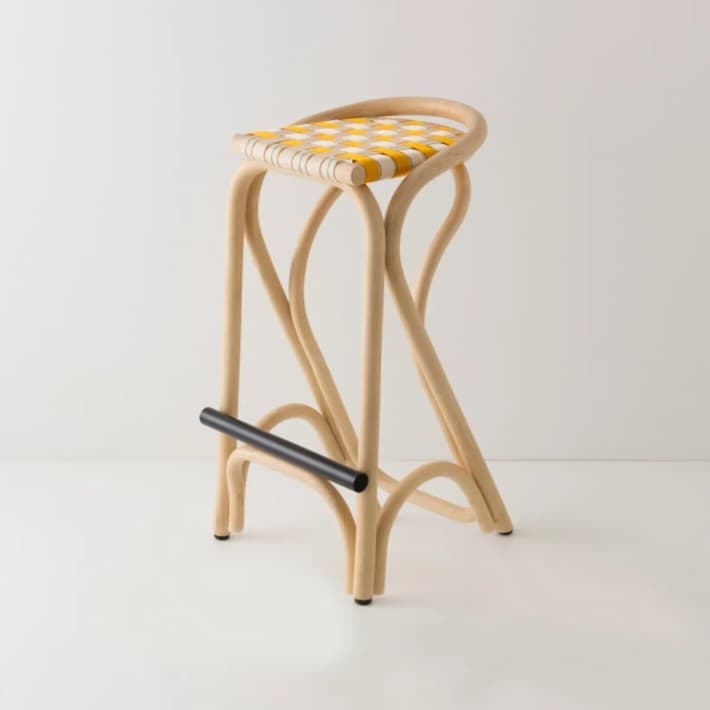 Tabouret de bar en rotin VIRAGE - jaune