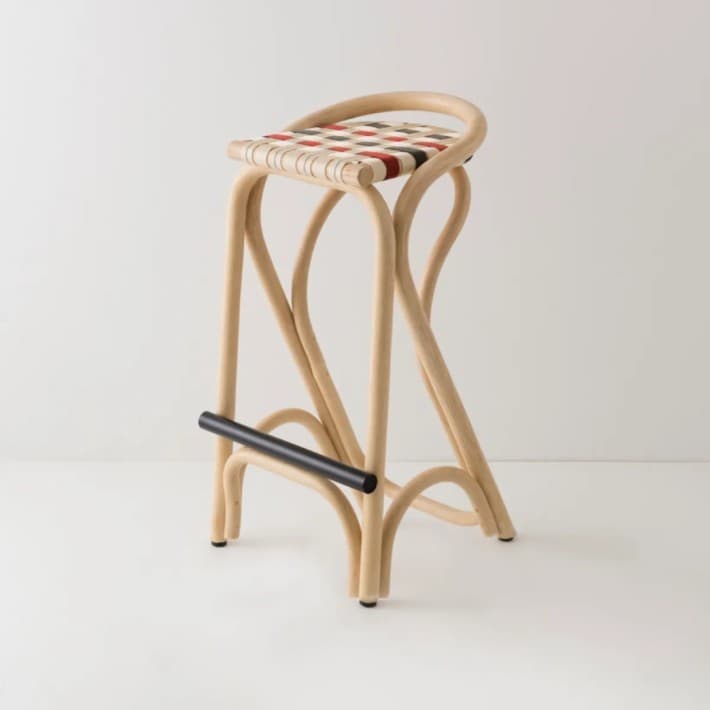 Tabouret de bar en rotin VIRAGE - rouge vert