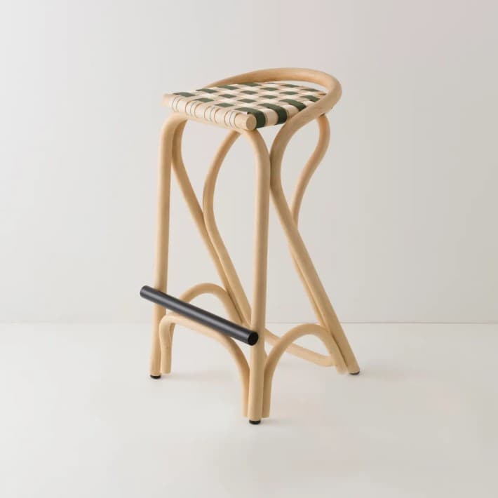 Tabouret de bar en rotin VIRAGE - vert