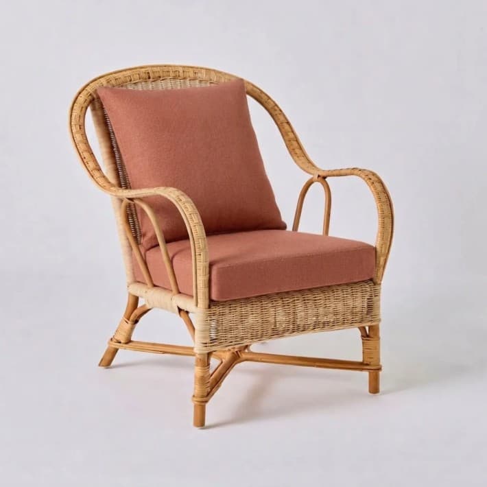 Fauteuil en rotin naturel esprit grand père Nantucket - T043 terracotta