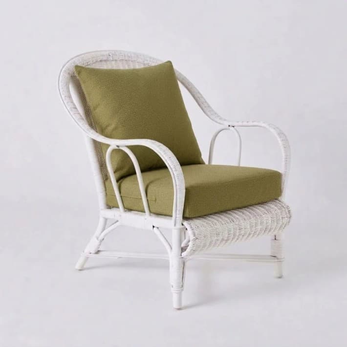 Fauteuil en rotin laqué blanc Primavera - T041 algue