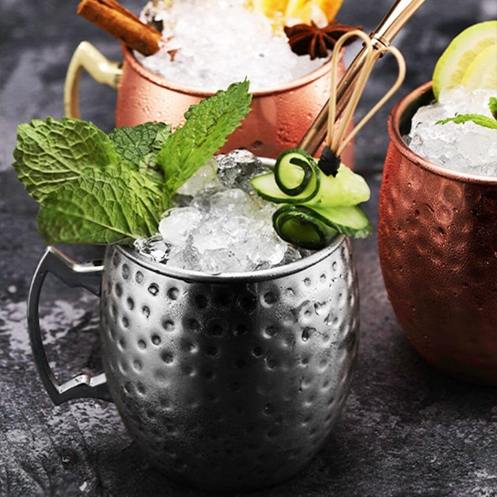 Verre Moscow Mule Gris (Pack: 4 Verres martelés)