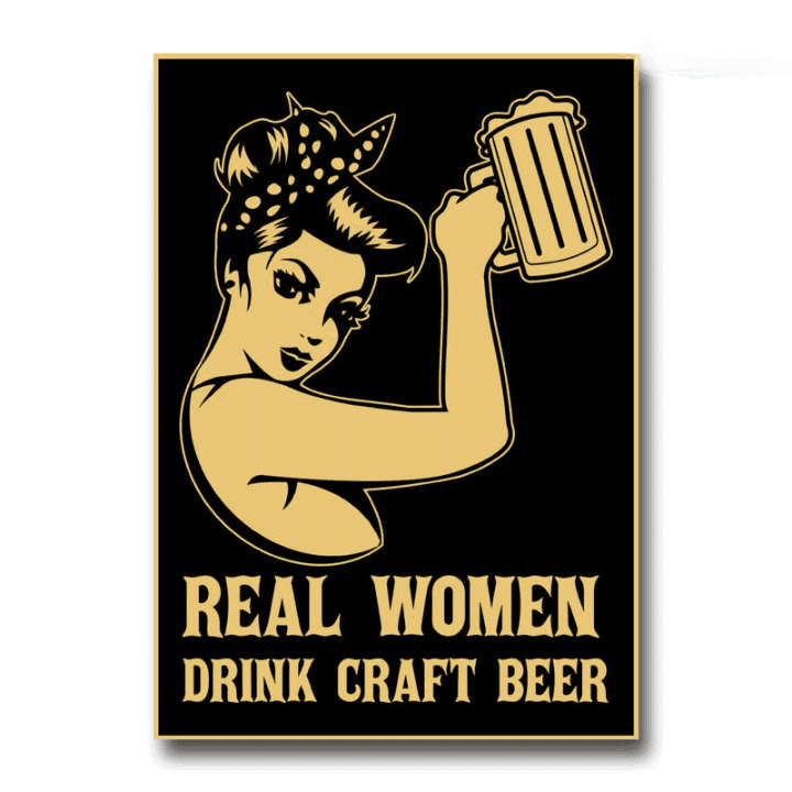 Poster Déco Women Drink Beer (Taille: 30x21cm)
