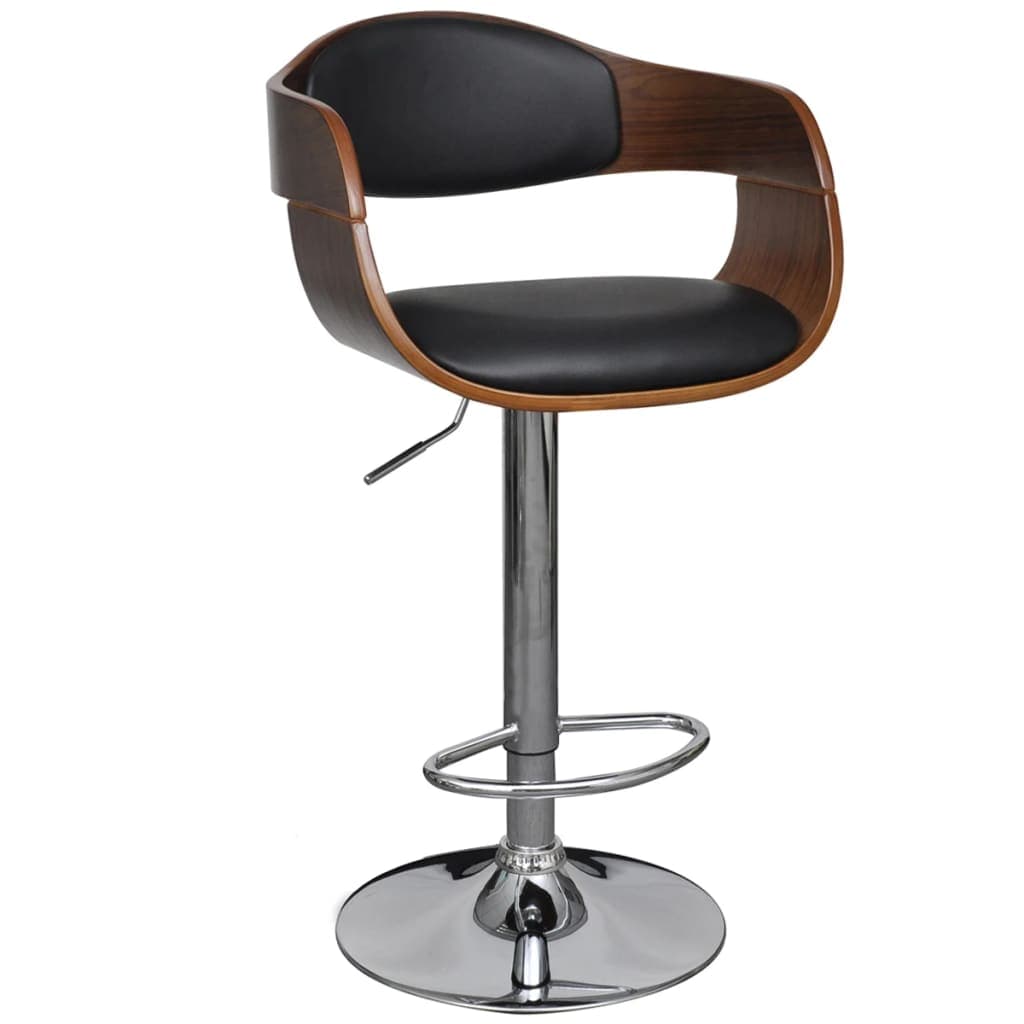 Tabouret de bar rotatif en bois (Couleur: Noir et marron foncé)