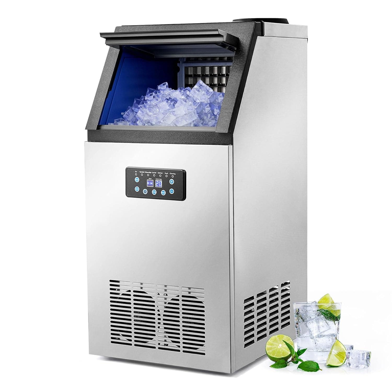 Machine à Glaçons Commerciale CREWORKS 58 kg/24 h | 36 Glaçons | Écran LCD | Réservoir 10 kg