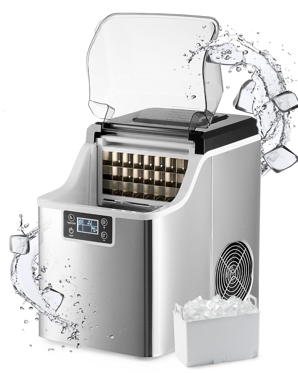 Machine à Glaçons CREWORKS 22 kg/24 h | 24 Glaçons en 11 à 20 min | Réservoir 3,2 L | Auto-Nettoyante