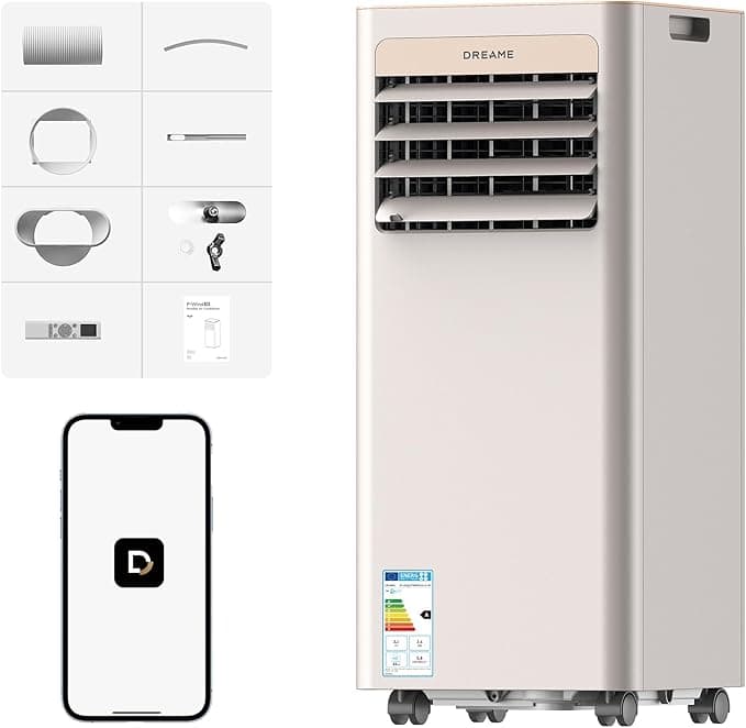 Climatiseur Mobile DREAME P-Wind10 9000 BTU 3-en-1 | Refroidit, Déshumidifie et Ventile | Wi-Fi, Télécommande, Mode Nuit | Classe Énergétique A