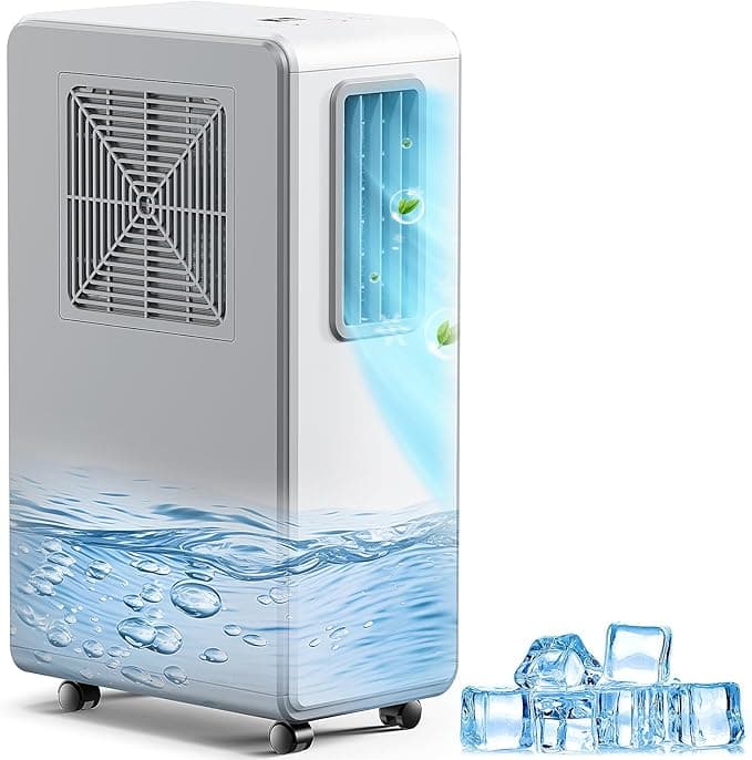 Climatiseur Mobile 4-en-1 Silencieux – Refroidisseur, Ventilateur et Déshumidificateur – Classe A