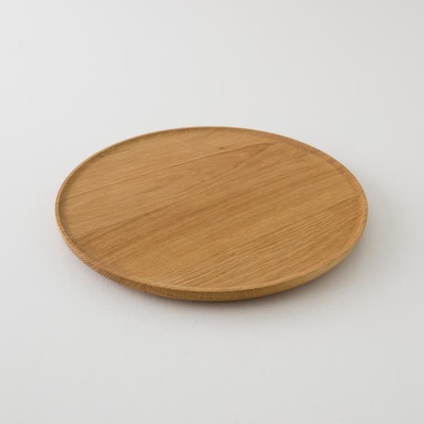 plateau de service rond en chêne massif 28 cm
