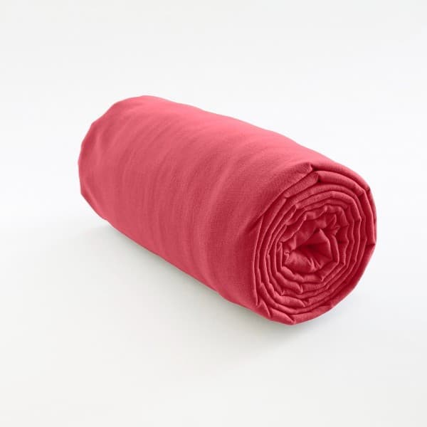 drap housse lin rouge coquelicot 140x190 30 cm (matelas 25 + retour 5)