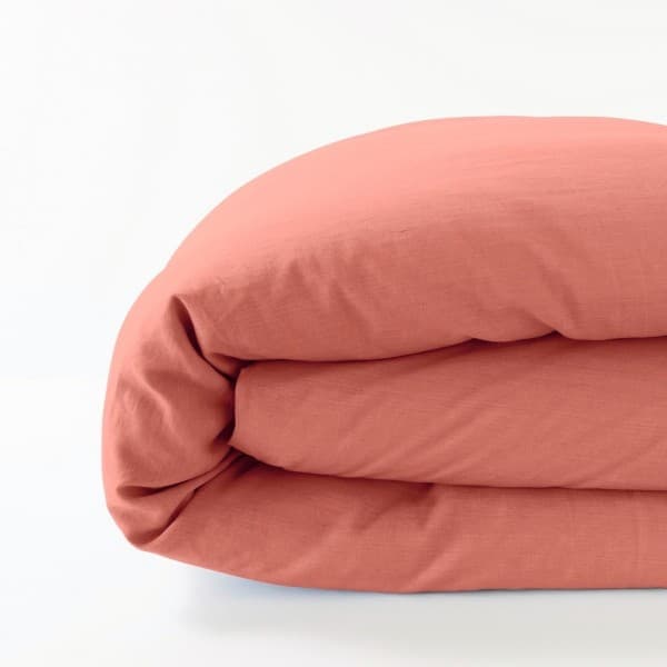 housse de couette lin corail 200x200