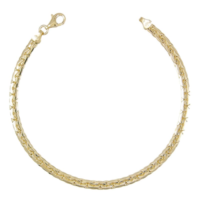 Bracelet Or Jaune Maille Haricot - Femme