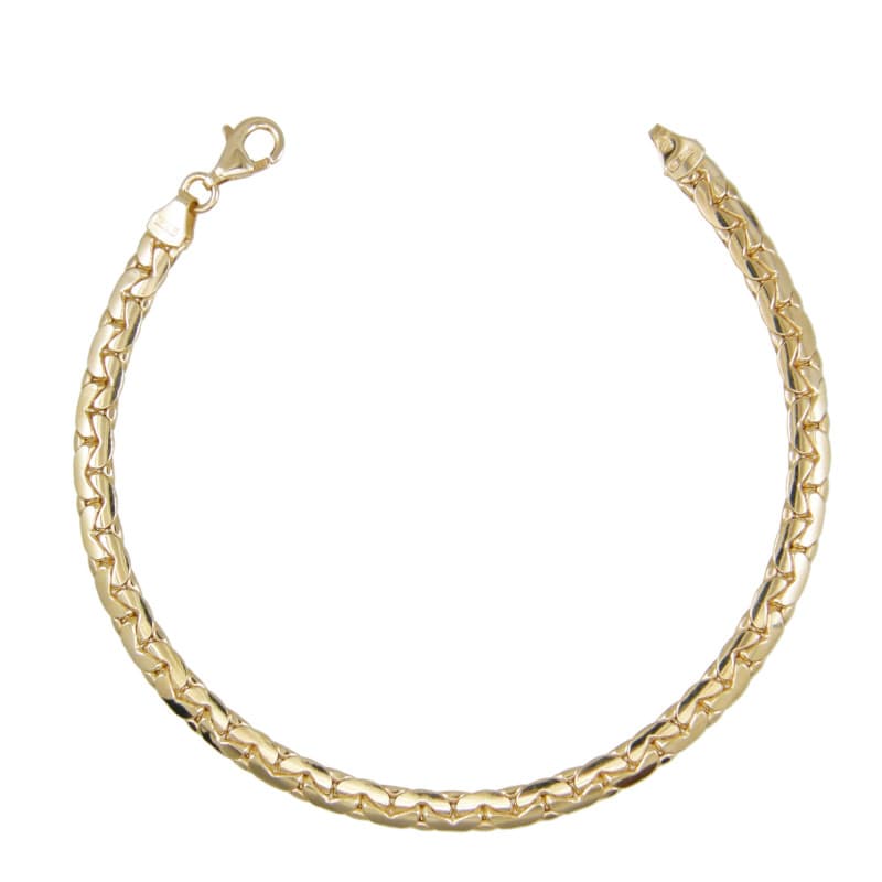 Bracelet Or Jaune Maille Haricot - Femme