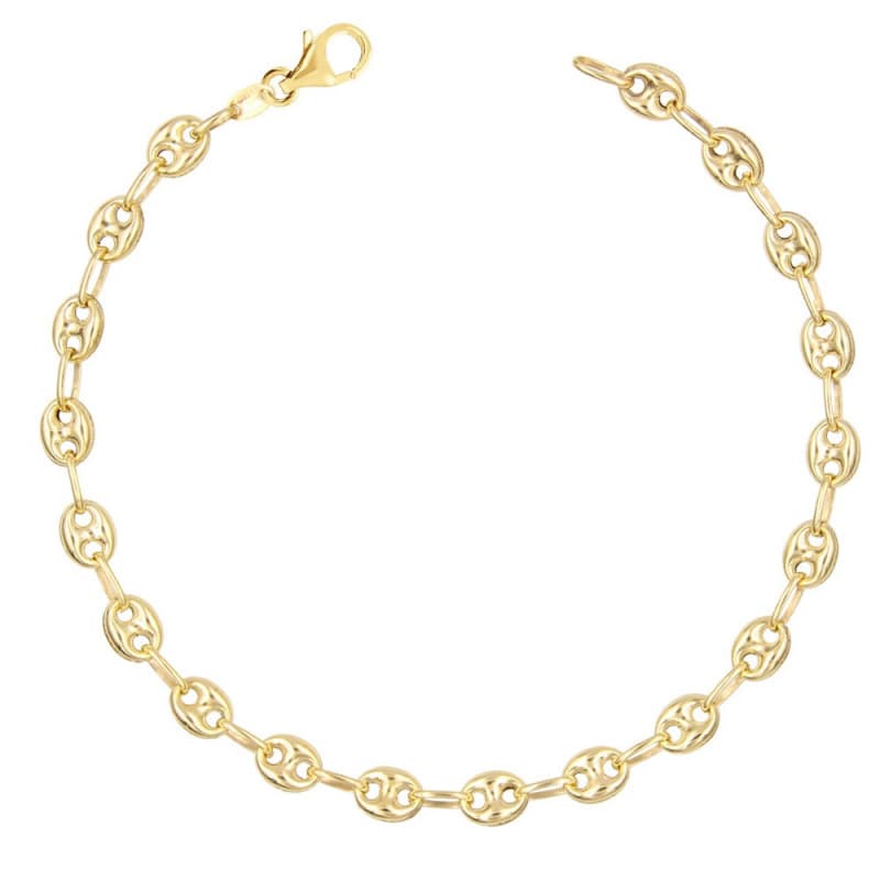 Bracelet Or Jaune Maille Grain de Café - Homme