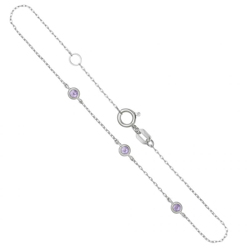 Bracelet Or Blanc et Améthystes