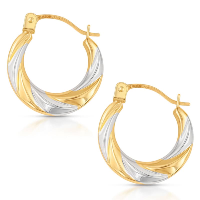 Boucles d'Oreilles Créoles Or Bicolore - Femme
