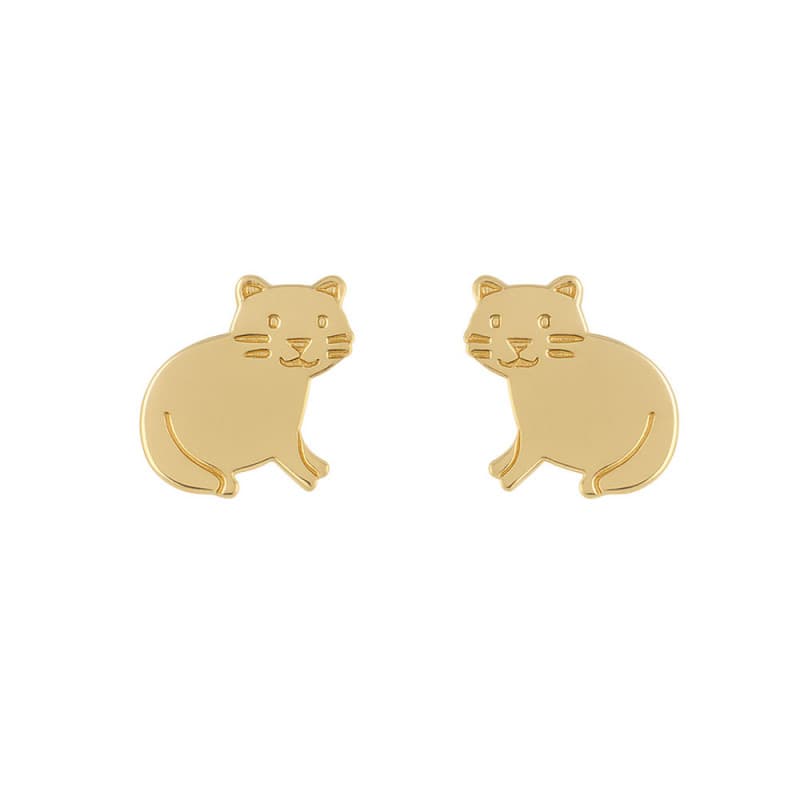 Boucles d'Oreilles Chats - Or Jaune - Enfant