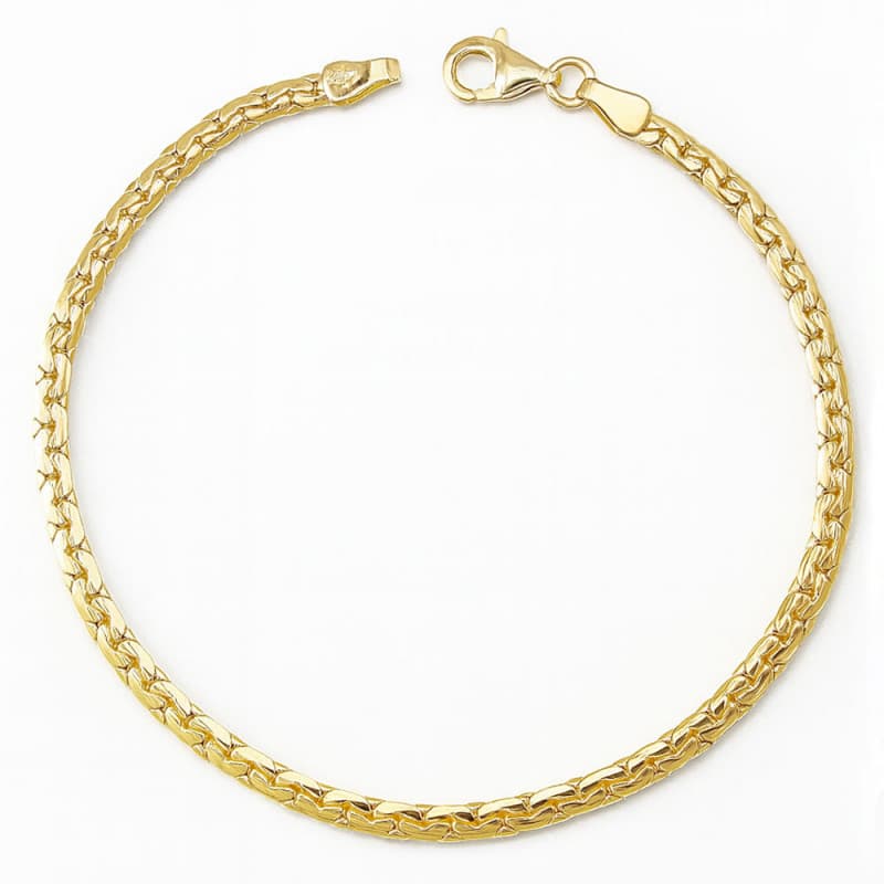 Bracelet Or Jaune Maille Haricot - Femme