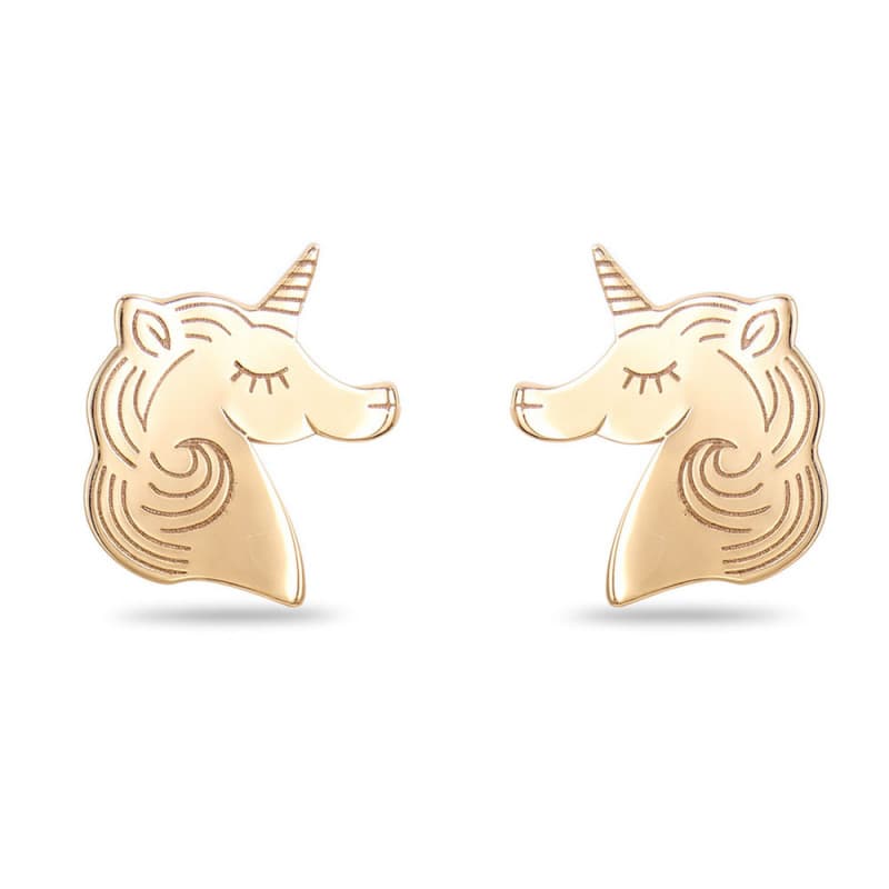 Boucles d'Oreilles Licornes - Or Jaune - Enfant