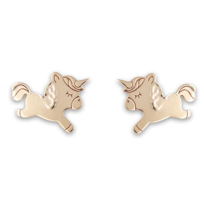 Boucles d'Oreilles Licornes - Or Jaune - Enfant