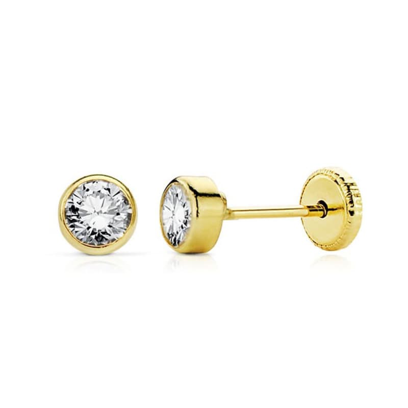 Boucles d'Oreilles Or Jaune - Puces Zirconium
