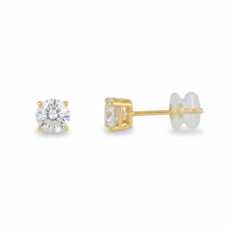 Boucles d'Oreilles Or Jaune et Zirconiums Rond