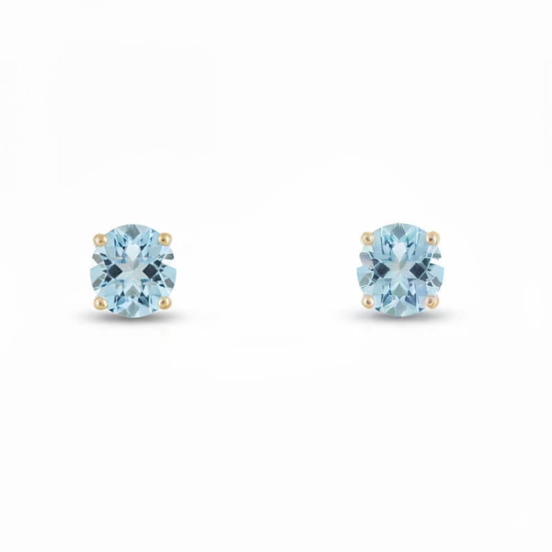 Boucles d'Oreilles Or Jaune et Topaze Ronde